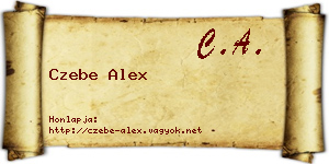 Czebe Alex névjegykártya